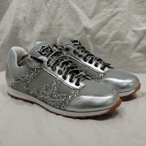 NWOT NFL Las Vegas Raiders Glittery Silver Sneakers